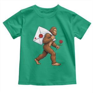 Funny Valentine Bigfoot with Heart Sack Bag Toddler T Shirt Romantic Sasquatch Love Letter Valentines Day TS02 Irish Green Print Your Wear