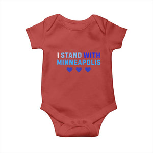 I Stand With Minneapolis Baby Onesie Blue Heart Solidarity Support Minnesota Strong TS02 Red Print Your Wear