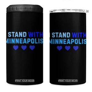 I Stand With Minneapolis 4 in 1 Can Cooler Tumbler Blue Heart Solidarity Support Minnesota Strong TS02 One Size: 16 oz Black Print Your Wear