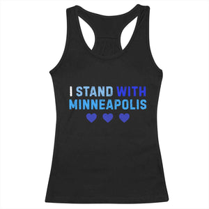 I Stand With Minneapolis Racerback Tank Top Blue Heart Solidarity Support Minnesota Strong TS02 Black Print Your Wear