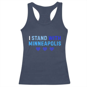 I Stand With Minneapolis Racerback Tank Top Blue Heart Solidarity Support Minnesota Strong TS02 Navy Print Your Wear