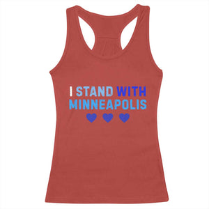 I Stand With Minneapolis Racerback Tank Top Blue Heart Solidarity Support Minnesota Strong TS02 Red Print Your Wear
