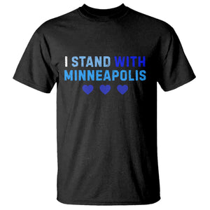 I Stand With Minneapolis T Shirt Blue Heart Solidarity Support Minnesota Strong TS02 Black Print Your Wear