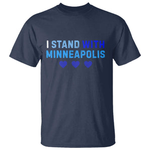 I Stand With Minneapolis T Shirt Blue Heart Solidarity Support Minnesota Strong TS02 Navy Print Your Wear