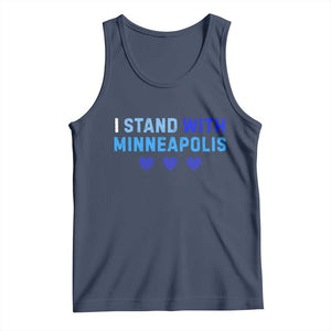 I Stand With Minneapolis Tank Top Blue Heart Solidarity Support Minnesota Strong TS02 Navy Print Your Wear