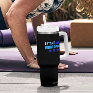 I Stand With Minneapolis Tumbler With Handle Blue Heart Solidarity Support Minnesota Strong TS02 Print Your Wear