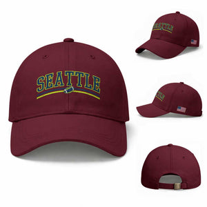 Vintage Seattle Pride Retro Varsity Athletic Style Graphic Baseball Cap Game Day Sports Fan