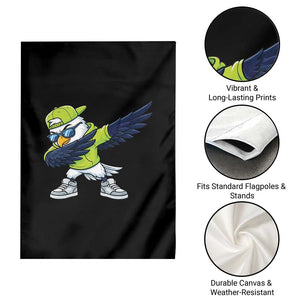 Cool Dabbing Hawk Sports Graphic Garden Flag Neon Green Game Day Fan
