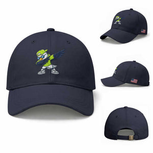 Cool Dabbing Hawk Sports Graphic Baseball Cap Neon Green Game Day Fan