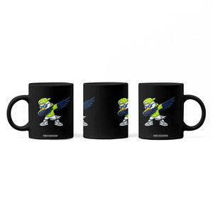 Cool Dabbing Hawk Sports Graphic Coffee Mug Neon Green Game Day Fan