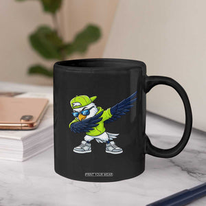 Cool Dabbing Hawk Sports Graphic Coffee Mug Neon Green Game Day Fan