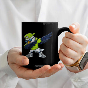 Cool Dabbing Hawk Sports Graphic Coffee Mug Neon Green Game Day Fan