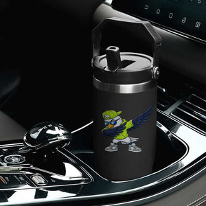 Cool Dabbing Hawk Sports Graphic Flip Straw Tumbler Neon Green Game Day Fan
