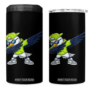Cool Dabbing Hawk Sports Graphic 4 in 1 Can Cooler Tumbler Neon Green Game Day Fan