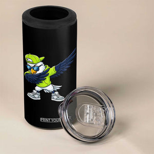 Cool Dabbing Hawk Sports Graphic 4 in 1 Can Cooler Tumbler Neon Green Game Day Fan