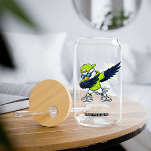 Cool Dabbing Hawk Sports Graphic Glass Can Neon Green Game Day Fan