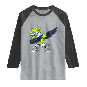 Cool Dabbing Hawk Sports Graphic Raglan Shirt Neon Green Game Day Fan