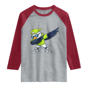 Cool Dabbing Hawk Sports Graphic Raglan Shirt Neon Green Game Day Fan