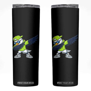 Cool Dabbing Hawk Sports Graphic Skinny Tumbler Neon Green Game Day Fan