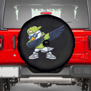 Cool Dabbing Hawk Sports Graphic Spare Tire Cover Neon Green Game Day Fan