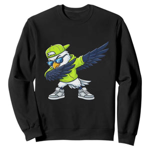 Cool Dabbing Hawk Sports Graphic Sweatshirt Neon Green Game Day Fan