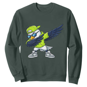 Cool Dabbing Hawk Sports Graphic Sweatshirt Neon Green Game Day Fan