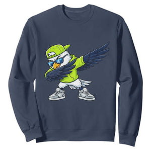 Cool Dabbing Hawk Sports Graphic Sweatshirt Neon Green Game Day Fan