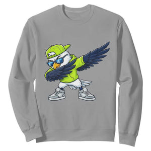 Cool Dabbing Hawk Sports Graphic Sweatshirt Neon Green Game Day Fan