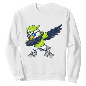 Cool Dabbing Hawk Sports Graphic Sweatshirt Neon Green Game Day Fan