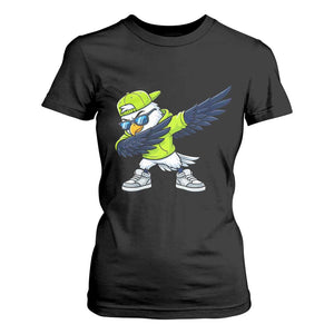 Cool Dabbing Hawk Sports Graphic T Shirt For Women Neon Green Game Day Fan