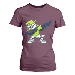 Cool Dabbing Hawk Sports Graphic T Shirt For Women Neon Green Game Day Fan
