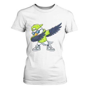 Cool Dabbing Hawk Sports Graphic T Shirt For Women Neon Green Game Day Fan