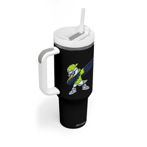 Cool Dabbing Hawk Sports Graphic Tumbler With Handle Neon Green Game Day Fan