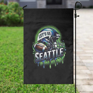 Lets Go Seattle Athletic Helmet Dripping Style Graphic Garden Flag Game Day Sports Fan