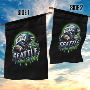 Lets Go Seattle Athletic Helmet Dripping Style Graphic Garden Flag Game Day Sports Fan