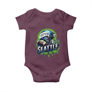 Lets Go Seattle Athletic Helmet Dripping Style Graphic Baby Onesie Game Day Sports Fan