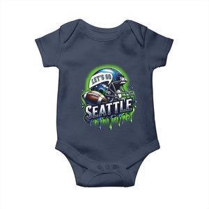Lets Go Seattle Athletic Helmet Dripping Style Graphic Baby Onesie Game Day Sports Fan