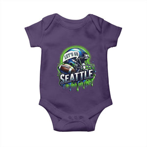 Lets Go Seattle Athletic Helmet Dripping Style Graphic Baby Onesie Game Day Sports Fan