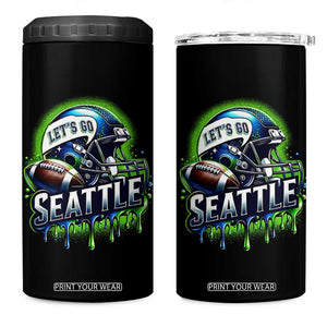Lets Go Seattle Athletic Helmet Dripping Style Graphic 4 in 1 Can Cooler Tumbler Game Day Sports Fan