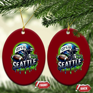 Lets Go Seattle Athletic Helmet Dripping Style Graphic Ceramic Ornament Game Day Sports Fan