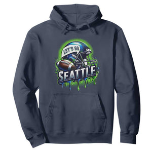 Lets Go Seattle Athletic Helmet Dripping Style Graphic Hoodie Game Day Sports Fan