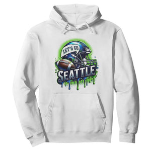 Lets Go Seattle Athletic Helmet Dripping Style Graphic Hoodie Game Day Sports Fan