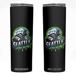 Lets Go Seattle Athletic Helmet Dripping Style Graphic Skinny Tumbler Game Day Sports Fan