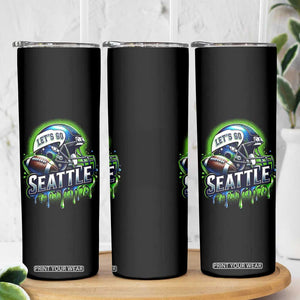 Lets Go Seattle Athletic Helmet Dripping Style Graphic Skinny Tumbler Game Day Sports Fan