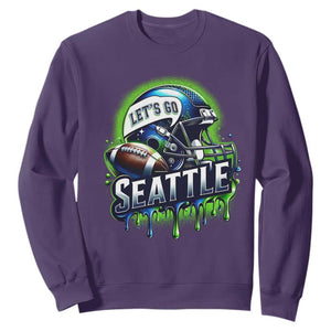 Lets Go Seattle Athletic Helmet Dripping Style Graphic Sweatshirt Game Day Sports Fan