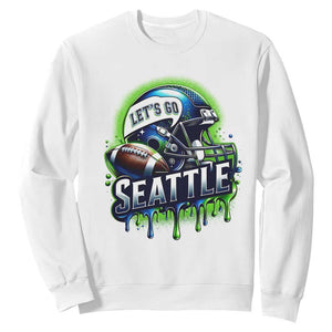 Lets Go Seattle Athletic Helmet Dripping Style Graphic Sweatshirt Game Day Sports Fan