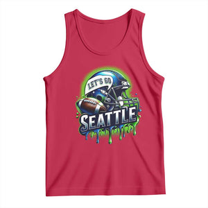 Lets Go Seattle Athletic Helmet Dripping Style Graphic Tank Top Game Day Sports Fan