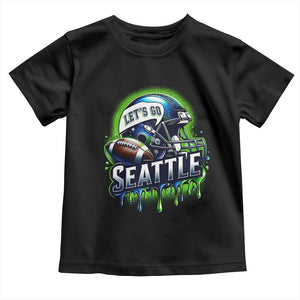 Lets Go Seattle Athletic Helmet Dripping Style Graphic Toddler T Shirt Game Day Sports Fan