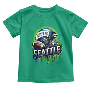 Lets Go Seattle Athletic Helmet Dripping Style Graphic Toddler T Shirt Game Day Sports Fan