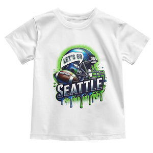 Lets Go Seattle Athletic Helmet Dripping Style Graphic Toddler T Shirt Game Day Sports Fan